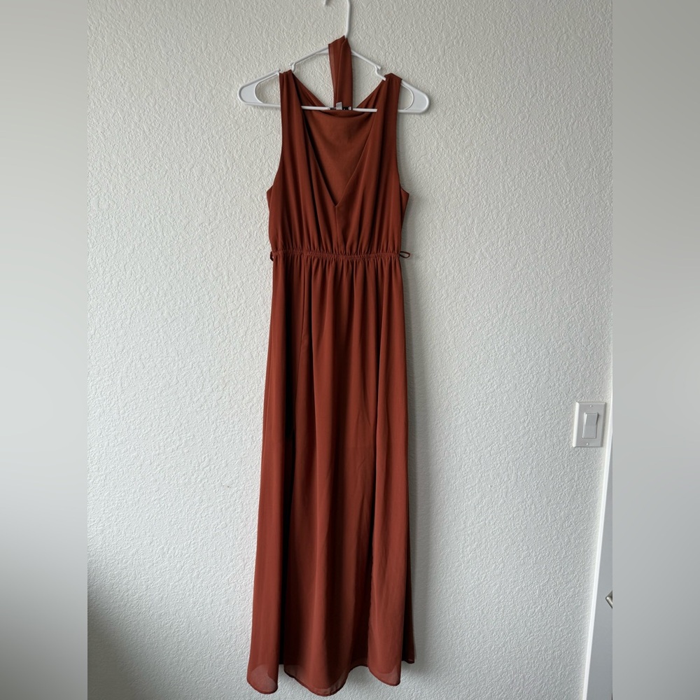 Elegant Rust Maxi Dress